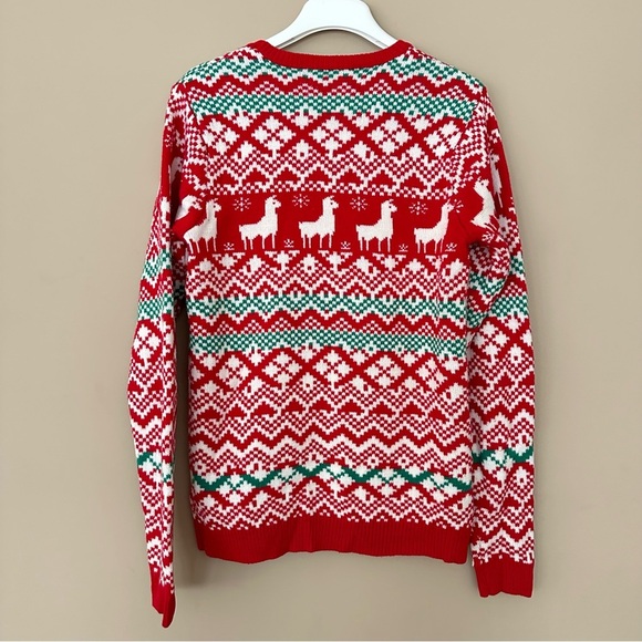Ugly Christmas Sweater Llama Women Medium Red White Green Alpaca Jolly Party Fun - Picture 6 of 7